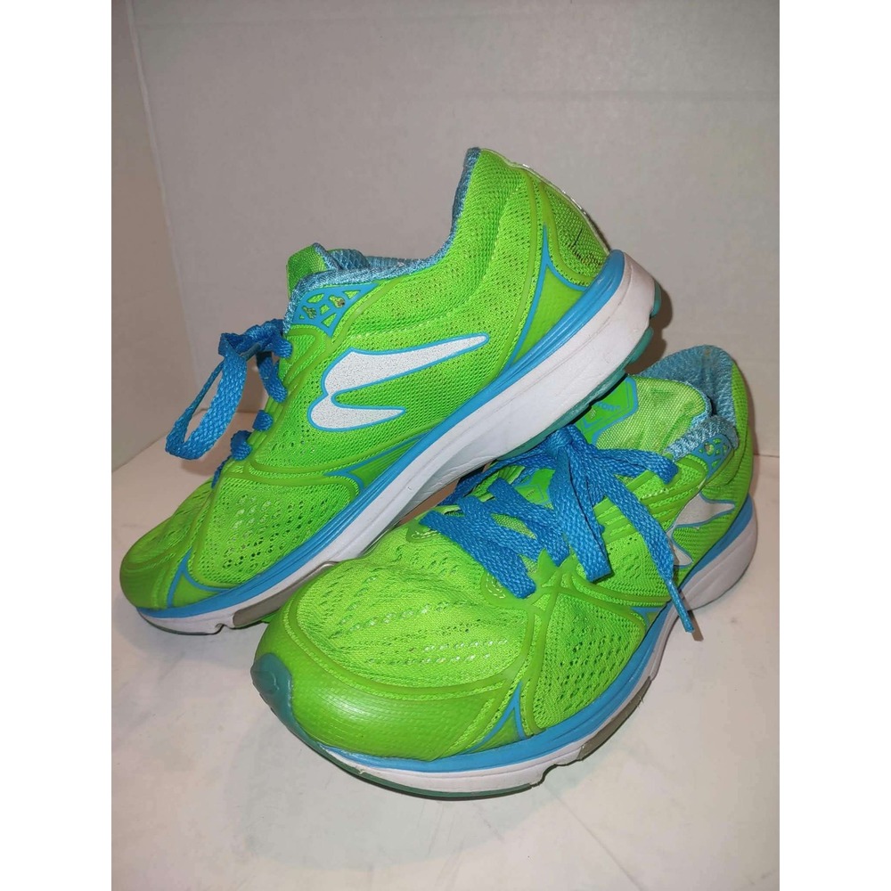 Newton W01161 Womens Running Shoes Lime Green Blue Size 8 Low Top Sneakers, Neon